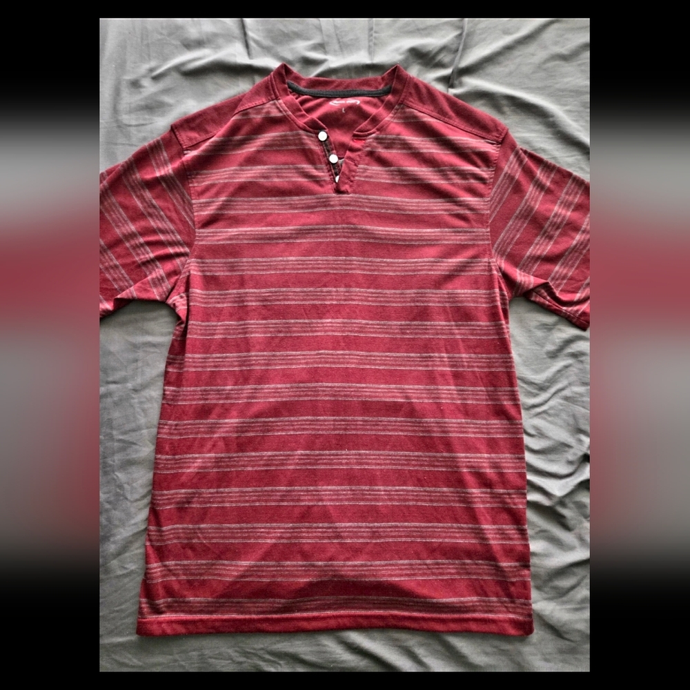 Casual Red Striped Button Down Shirt